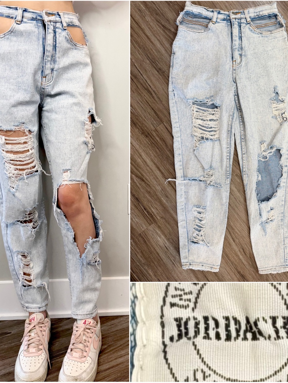 Vintage 1980s / 1990s Jordache Jeans Distressed Acid Wash Cutouts Small Medium